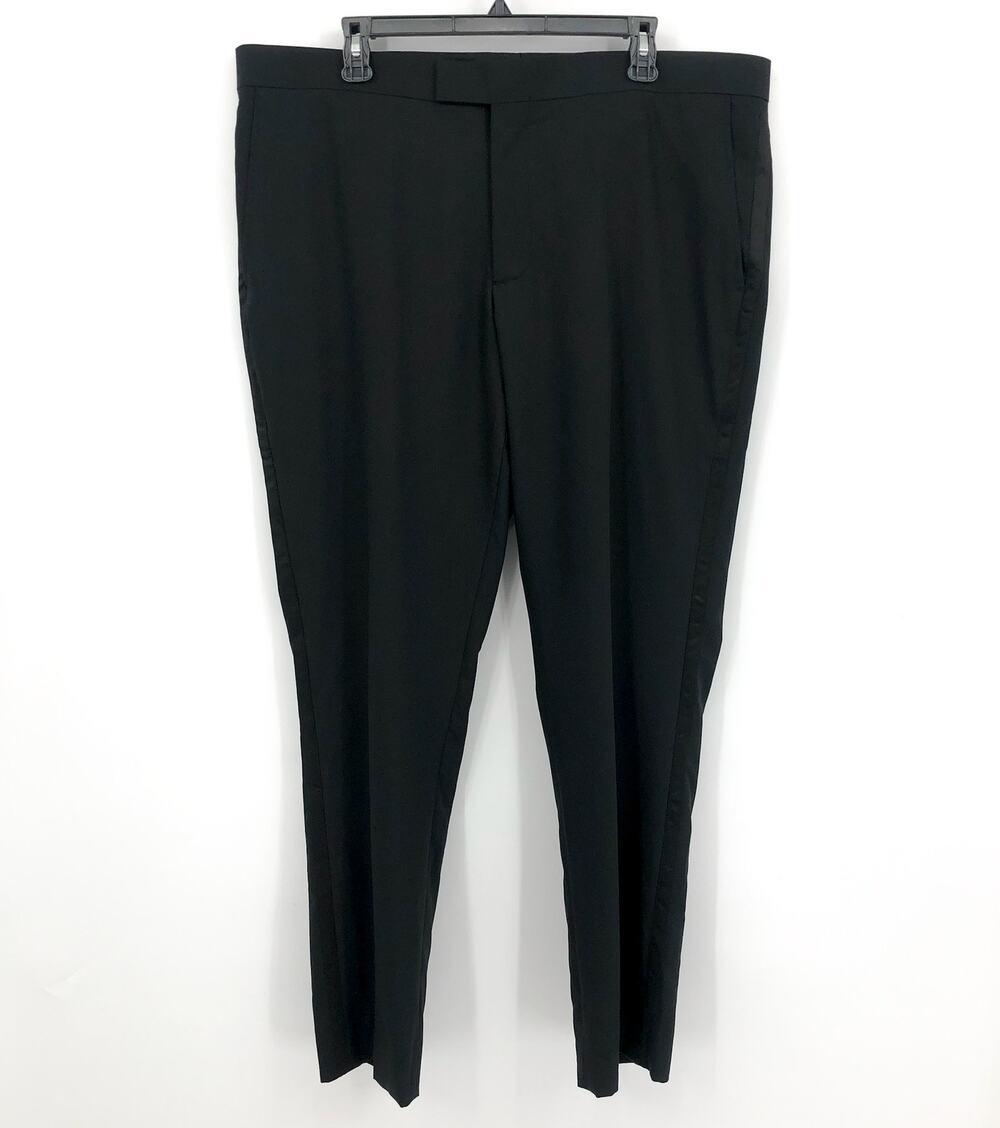 NORDSTROM RACK Men's Trim Fit Dress Pants 40W Black Straight Leg Flat Front NWOT